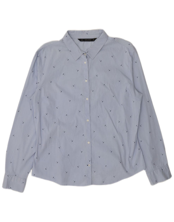 Zara Damen-Hemd mit abstraktem Muster, UK 18, XL, Blau
