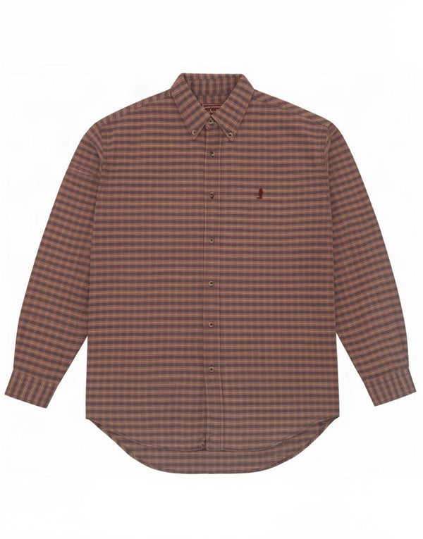 Marlboro Classics Mens Shirt XL Brown Gingham Cotton