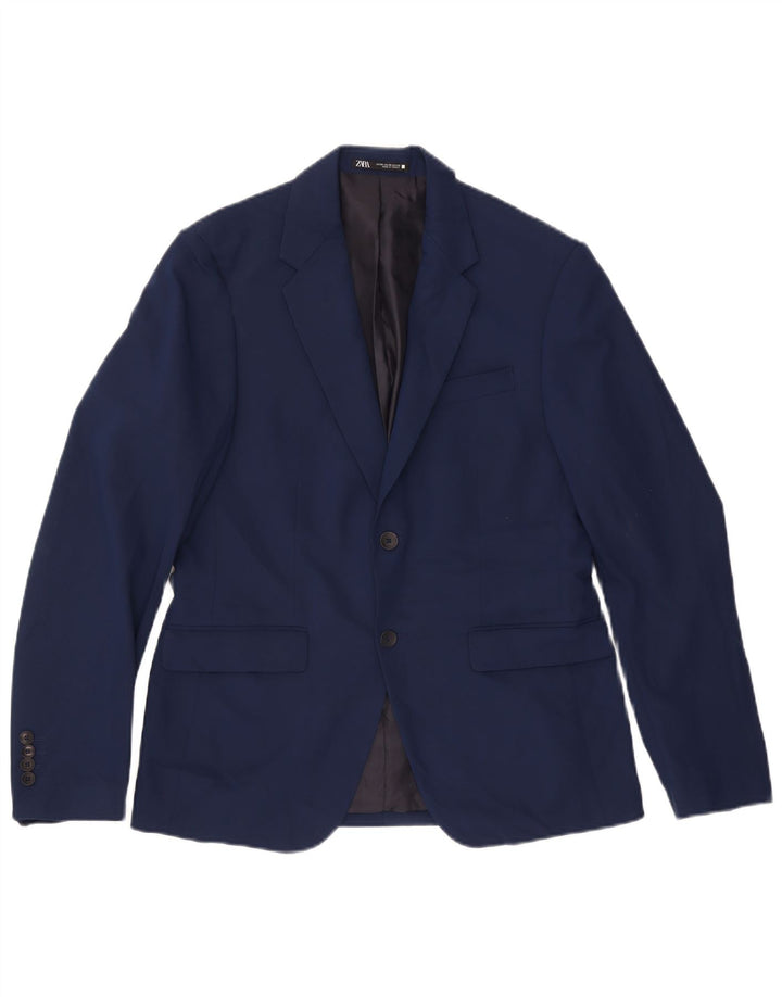 Zara Herren-Blazerjacke mit 2 Knöpfen, EU 50, mittelmarineblau, Polyester