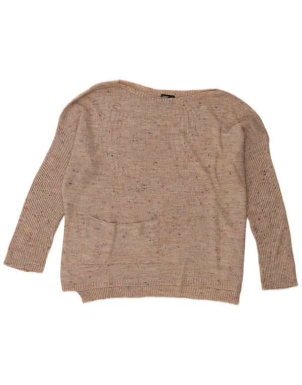 Rifle Damen-Pullover mit U-Boot-Ausschnitt, übergroß, Gr. 40, Größe L, beige meliert