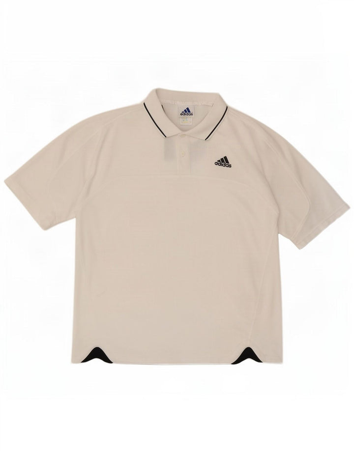 Adidas Herren Poloshirt UK 44/46 Large Weiß Polyester
