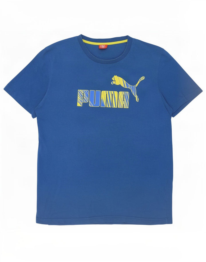 Puma Herren T-Shirt mit Grafik, Größe L, Blau