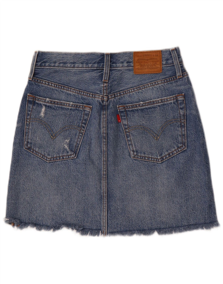 Levi's Damen-Jeansrock im Distressed-Look, W27, klein, aus blauer Baumwolle