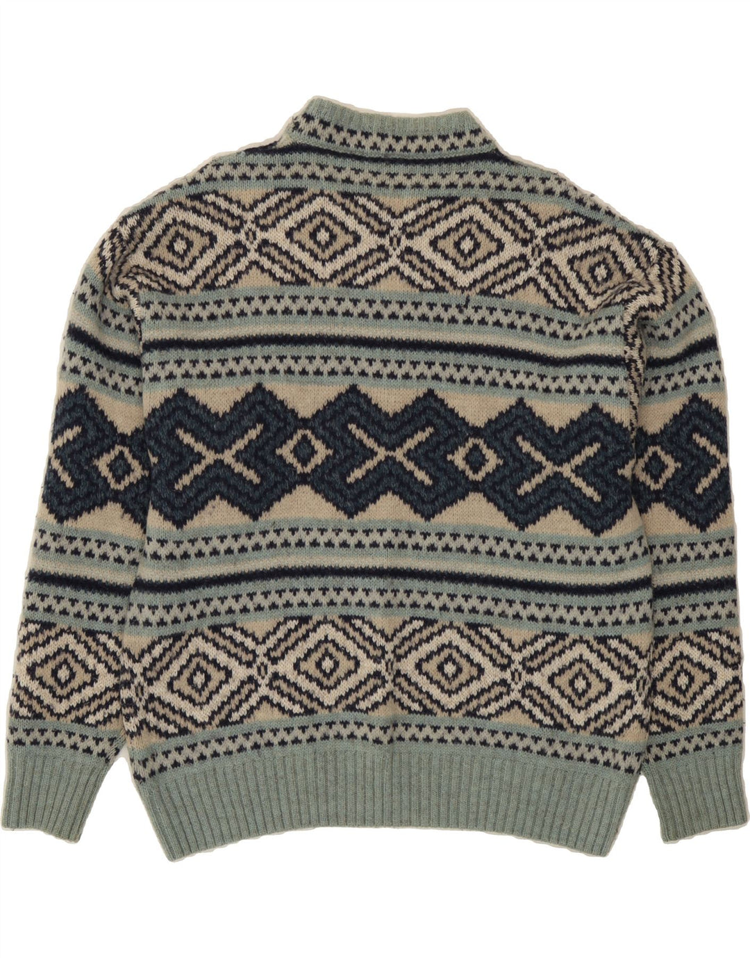 VINTAGE Mens Crew Neck Jumper Sweater Medium Multicoloured Fair Isle Wool Vintage Vintage and Second-Hand Vintage from Messina Hembry 
