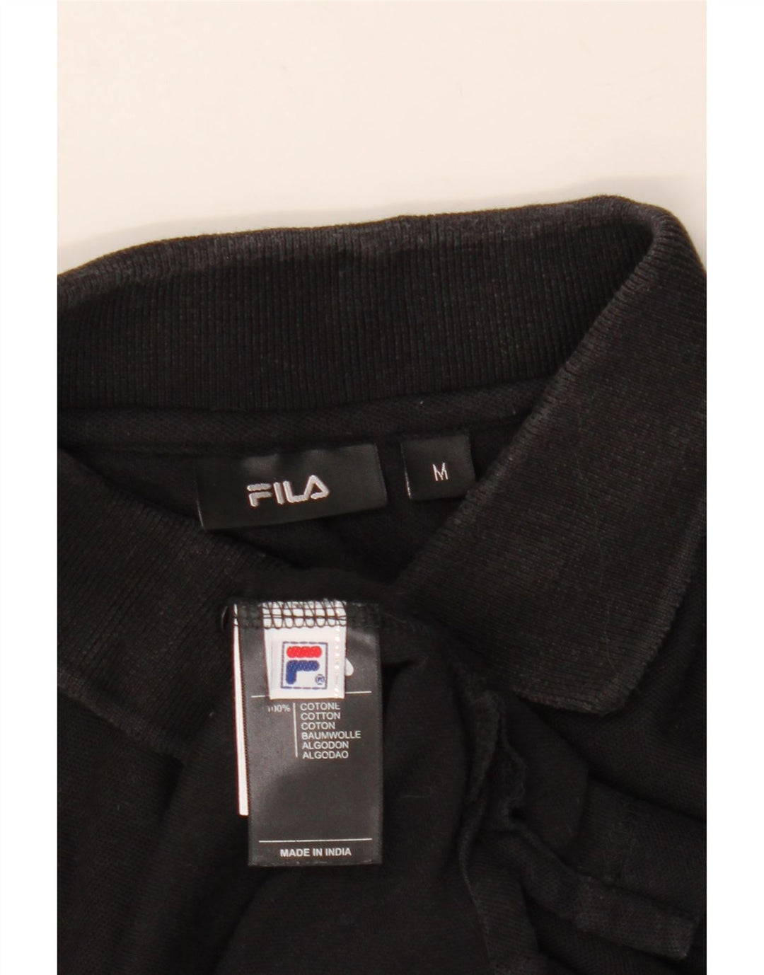 Fila Herren-Langarm-Poloshirt aus mittelschwarzer Baumwolle