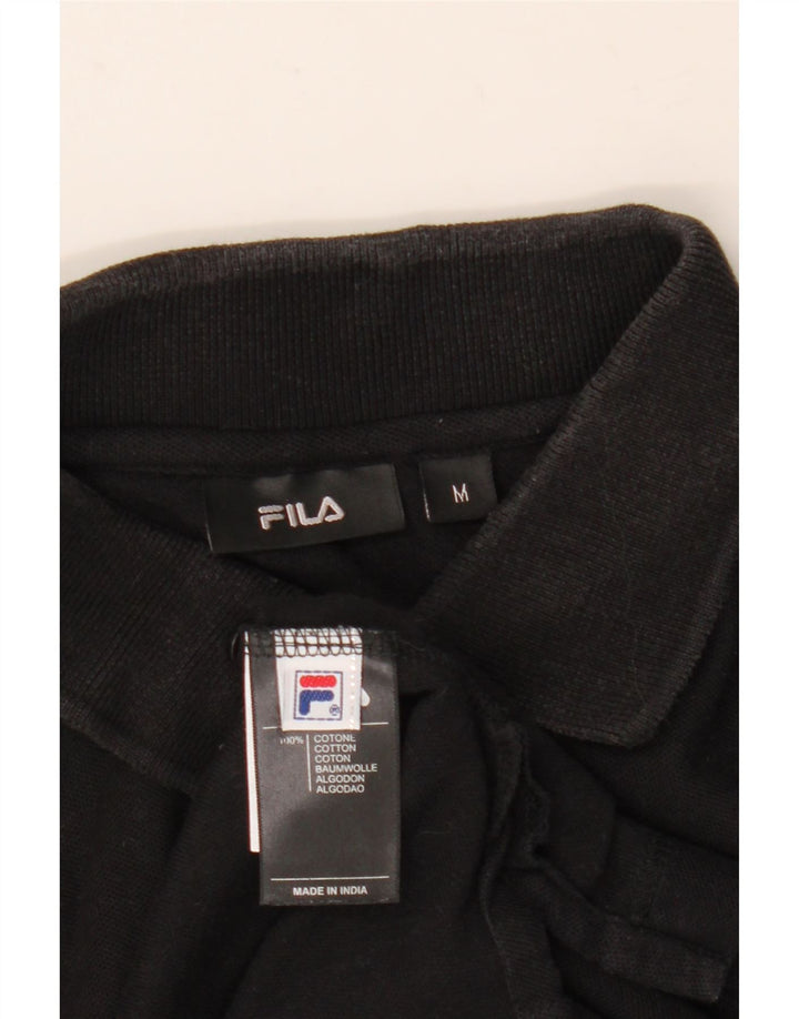 Fila Herren-Langarm-Poloshirt aus mittelschwarzer Baumwolle