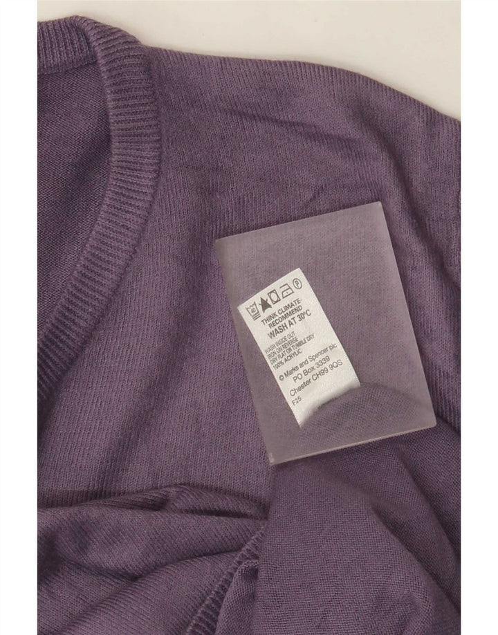 Marks & Spencer Herren Blue Harbour Pullover mit V-Ausschnitt, Größe S, Lila