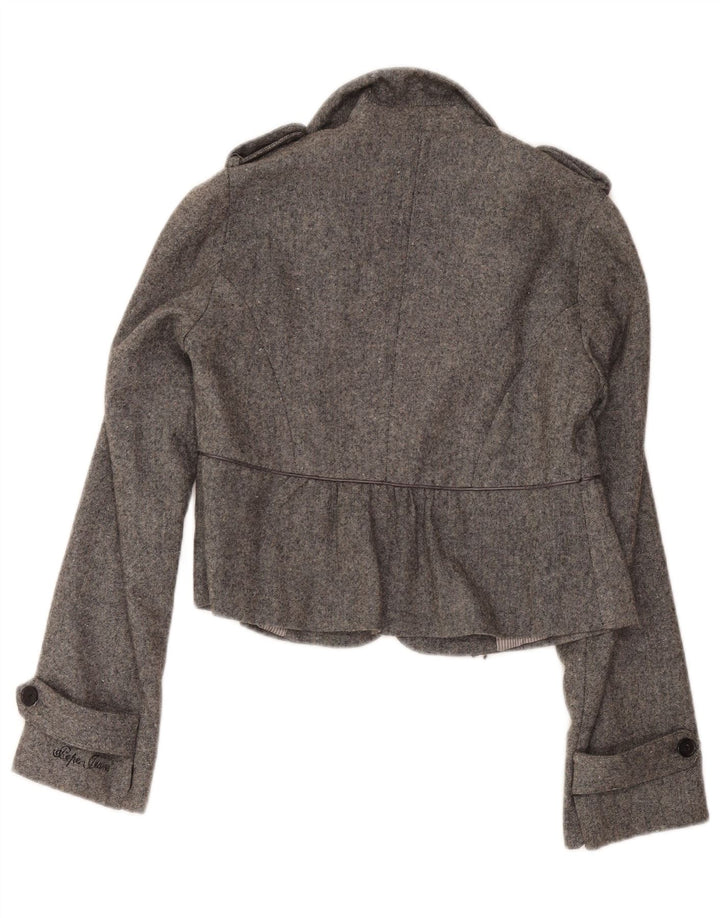 PEPE Jeans Damen Military Crop Blazer Jacke UK 12 Mittelgrau Klassisch