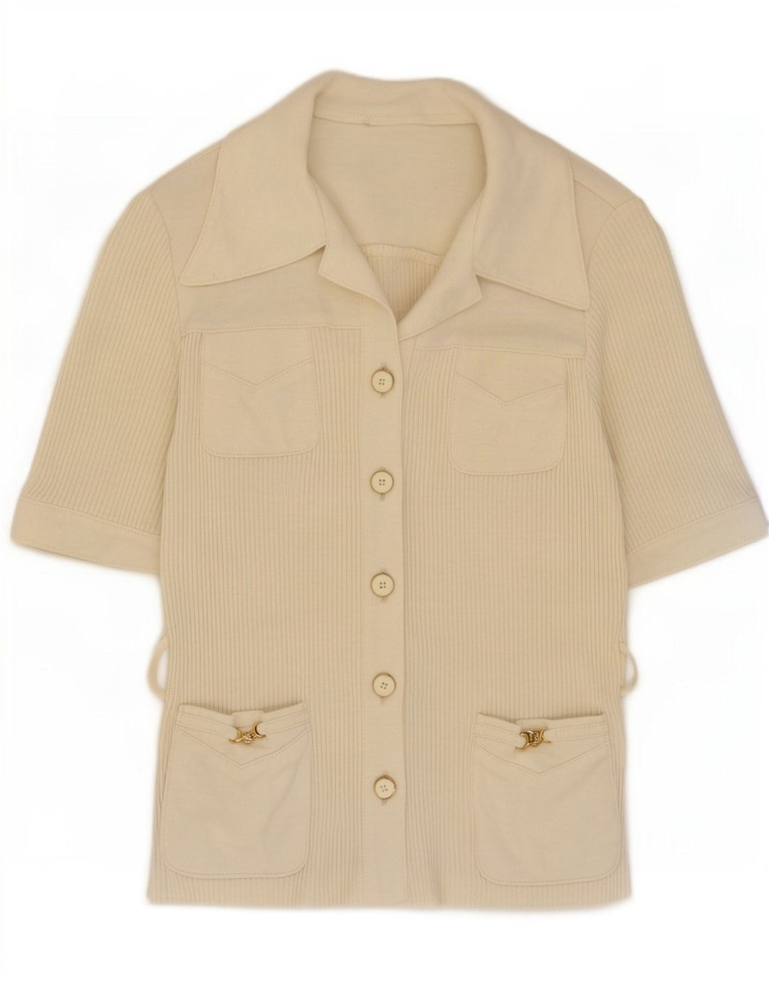 Karner Damen-Cardigan mit kurzen Ärmeln, Größe 40, gebrochenes Weiß