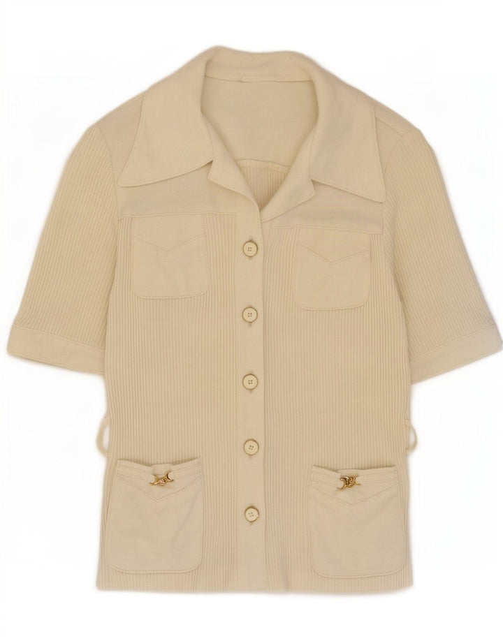 Karner Damen-Cardigan mit kurzen Ärmeln, Größe 40, gebrochenes Weiß