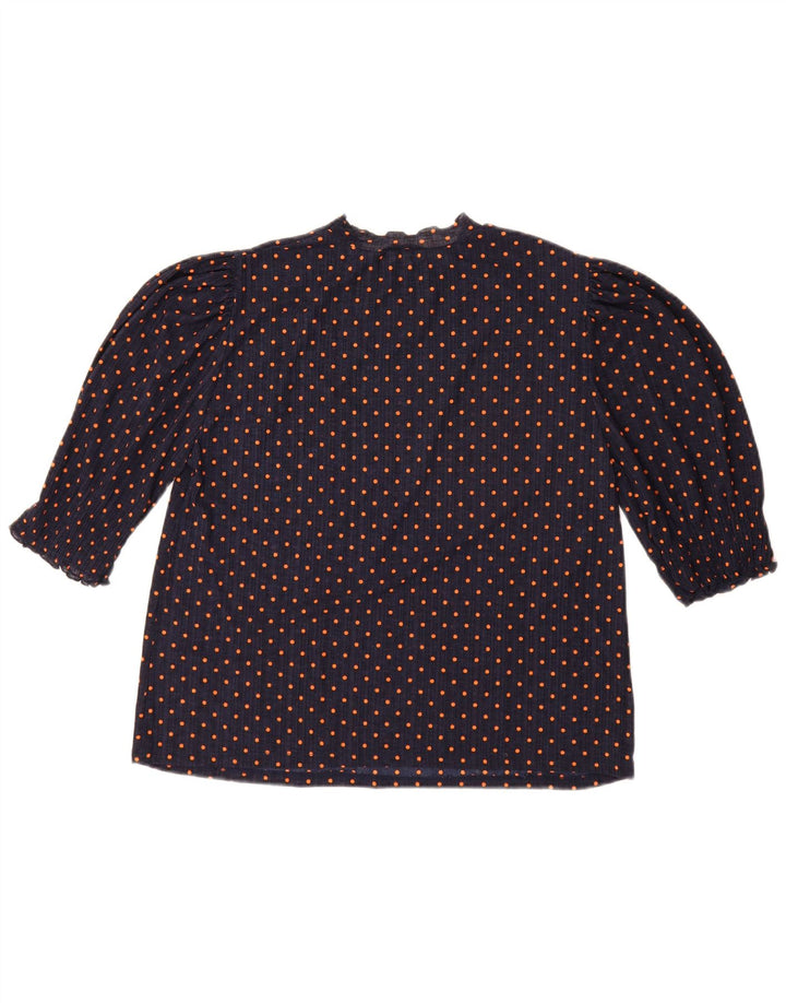 Zara Damen-Blusenoberteil, UK-Größe 44, mittelblau, gepunktet