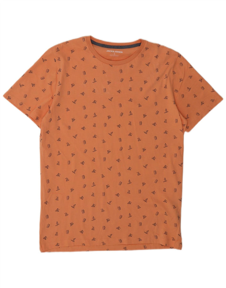 JACK & JONES Mens T-Shirt Top Small Orange Cotton