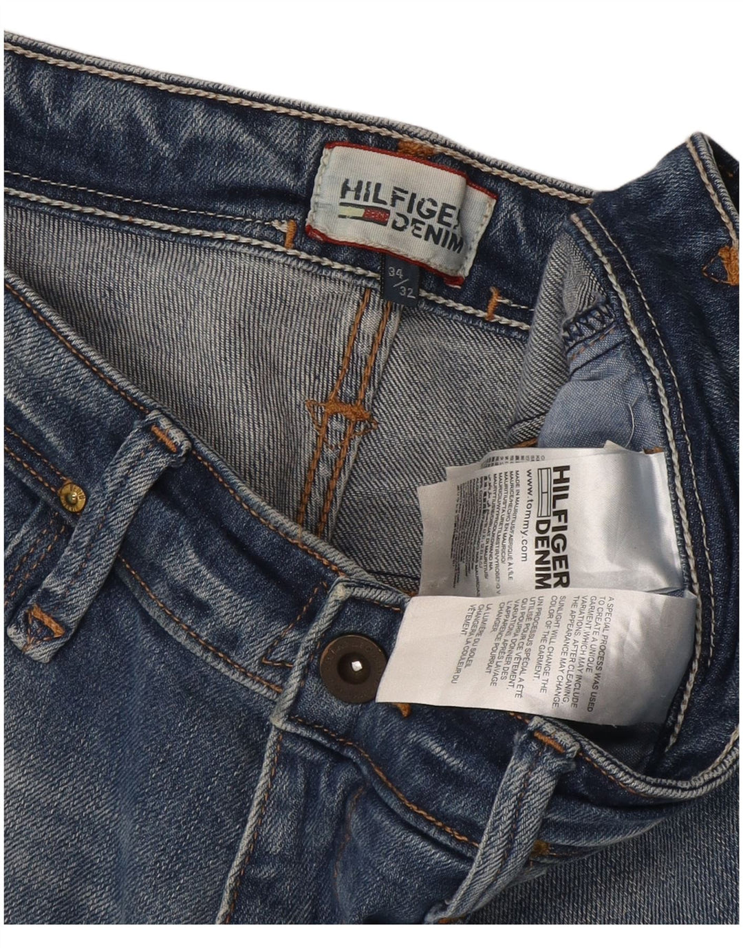Tommy Hilfiger Herren Slim Jeans W34 L32 Blaue Baumwolle