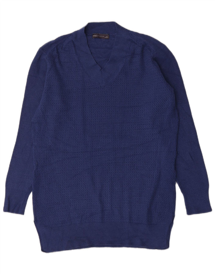 Marks & Spencer Herren-Pullover mit V-Ausschnitt, mittelblaue Viskose