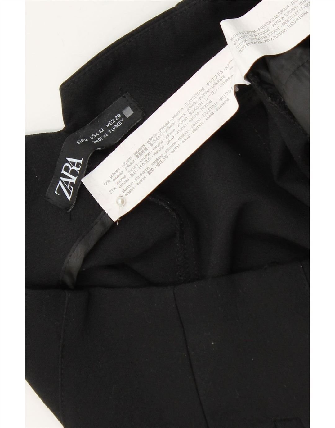 ZARA Damen Tapered Chino Hose Medium W28 L26 Schwarz Polyester