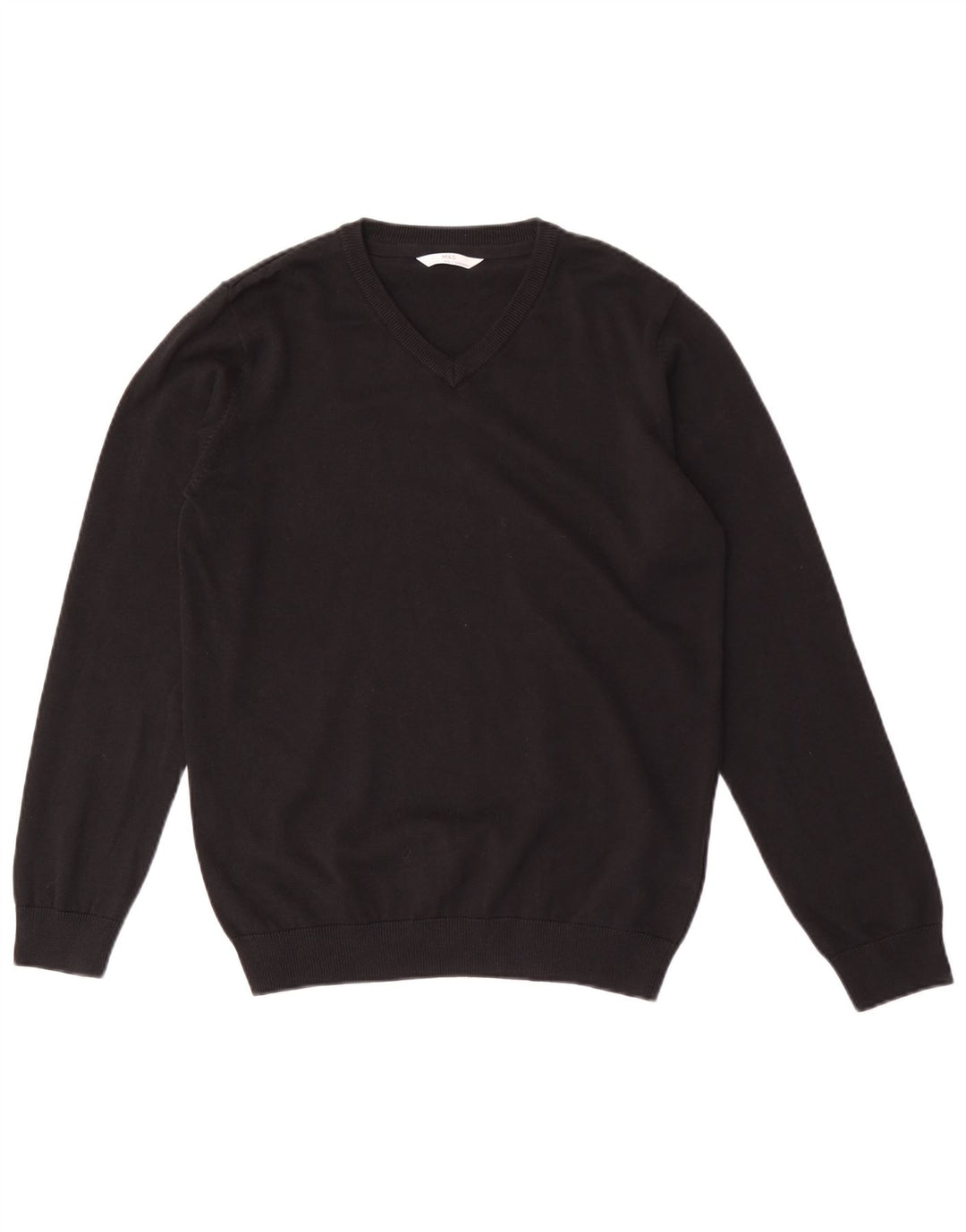 MARKS & SPENCER Jungen-Pullover mit V-Ausschnitt, 14–15 Jahre, schwarze Baumwolle