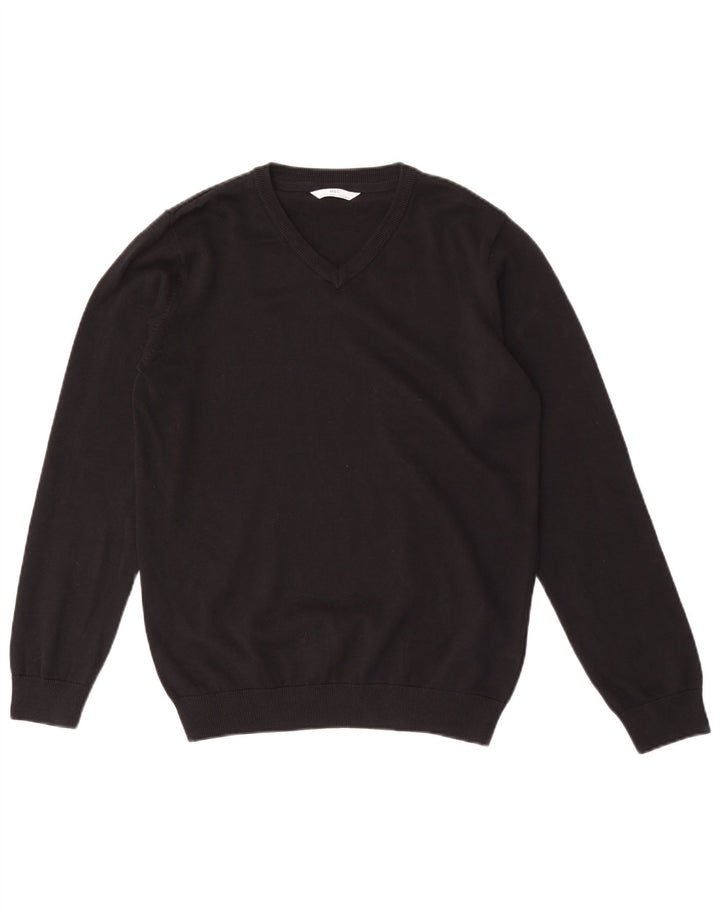 MARKS & SPENCER Jungen-Pullover mit V-Ausschnitt, 14–15 Jahre, schwarze Baumwolle