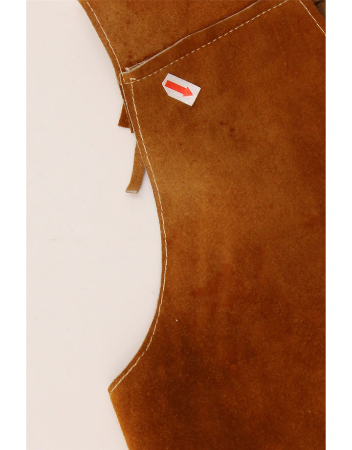 VINTAGE Damen Wildlederweste UK 10 Klein Braun