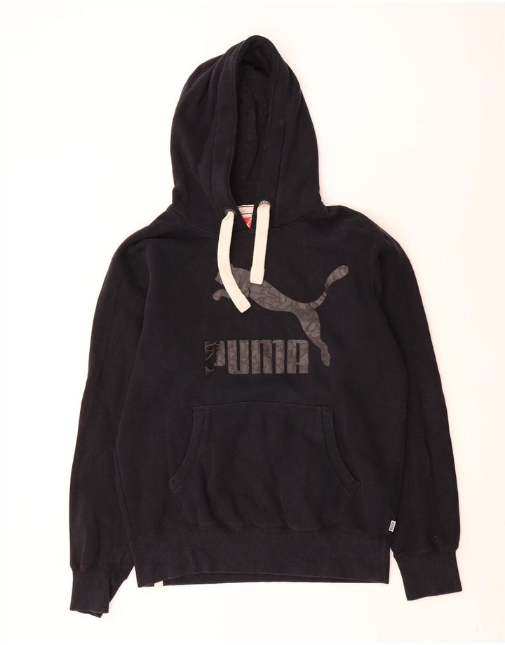 Puma Herren Grafik-Hoodie-Pullover aus mittelschwarzer Baumwolle
