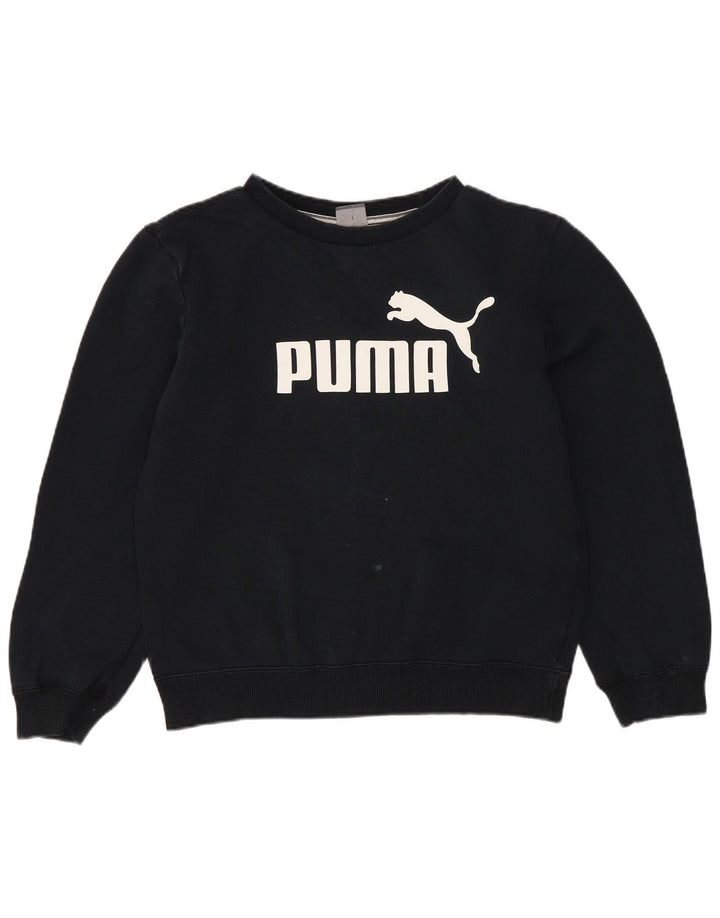 Puma Mädchen Crop Graphic Sweatshirt Pullover 11-12 Jahre Schwarzes Polyester