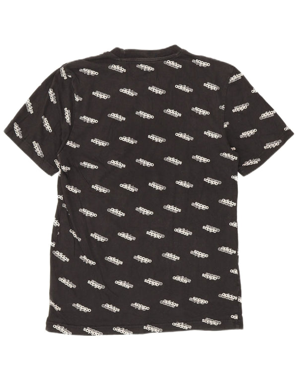 Adidas Damen Grafik T-Shirt Top UK 10 Small Schwarz Baumwolle