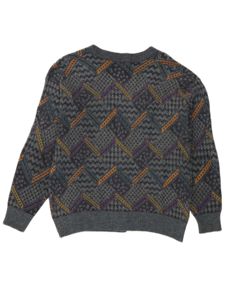 Breidhof Herren Strickjacke Mittelblau Patchwork