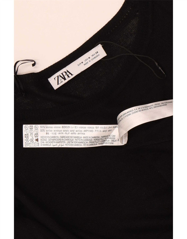 Zara Damen-Pullover mit U-Boot-Ausschnitt, Gr. 14, mittlere schwarze Viskose