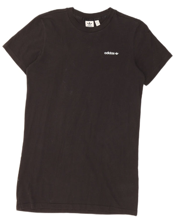 Adidas Damen Grafik T-Shirt Kleid UK 4/6 XS Schwarz Baumwolle