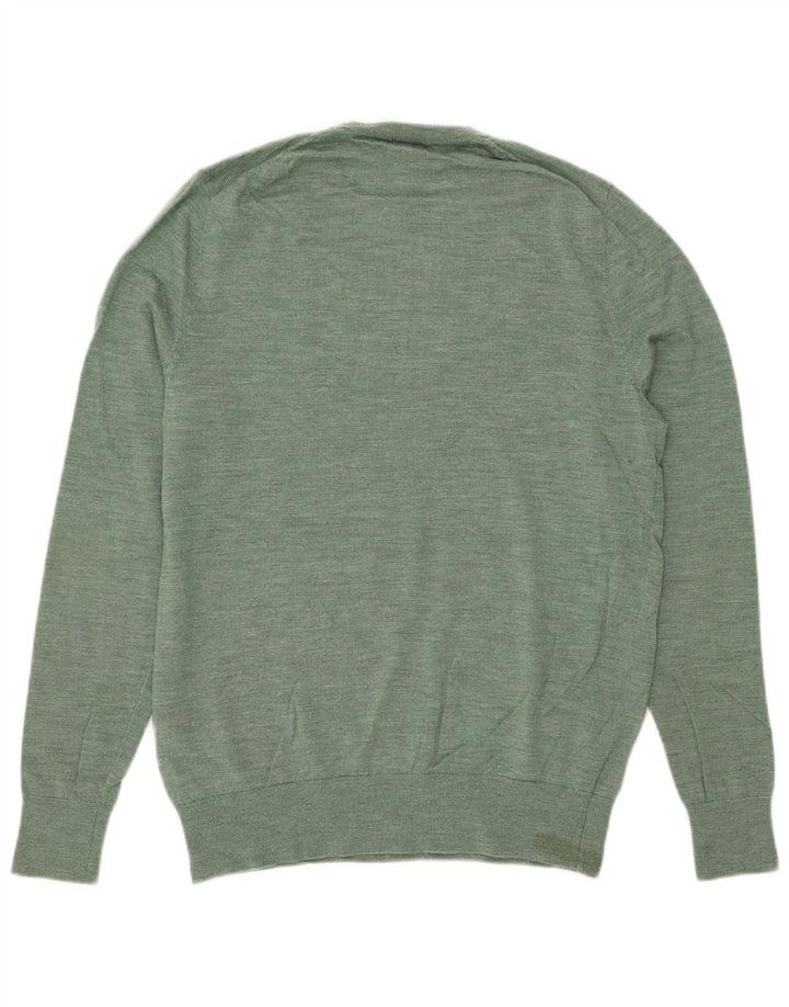 John Lewis Herren-Pullover mit Rundhalsausschnitt, mittelgrüne Merinowolle