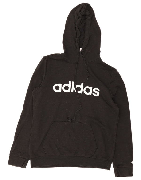 Adidas Damen Graphic Hoodie Pullover UK 12/14 Mittelschwarze Baumwolle