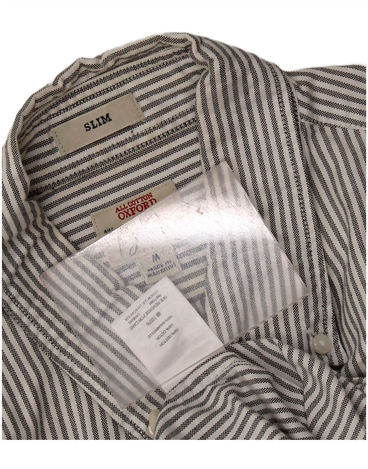 J. CREW Herren-Oxford-Slim-Fit-Hemd aus mittelgrauer Nadelstreifen-Baumwolle