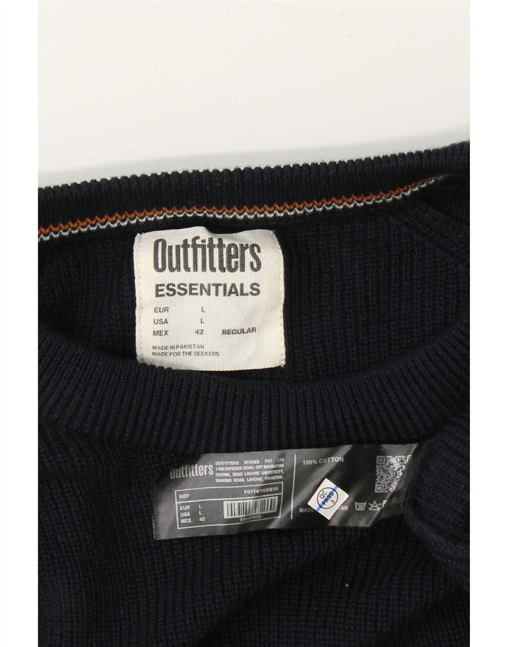 Essentials Herren-Pullover mit Rundhalsausschnitt, groß, marineblau, Baumwolle