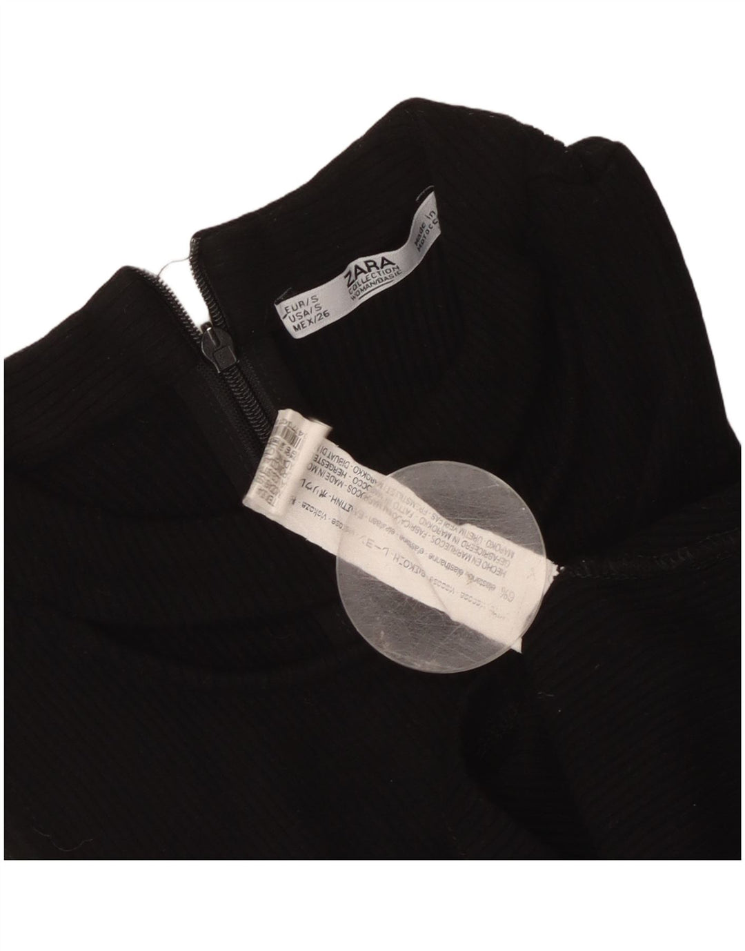 Zara Damen Ärmelloses Crop Top UK 8 Small Schwarze Viskose