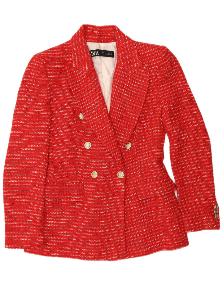 Zweireihiger Blazer für Damen von Zara, Gr. 6, XS, rot gestreift
