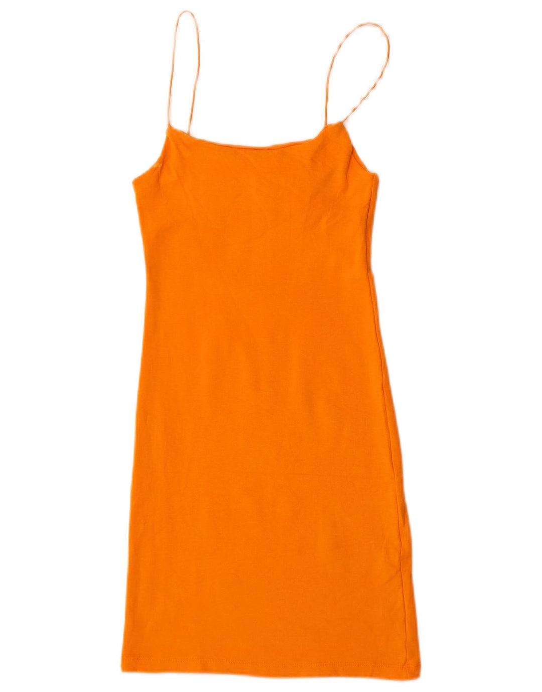 Zara Damen Slip-Kleid UK 12 Mittelorange Baumwolle