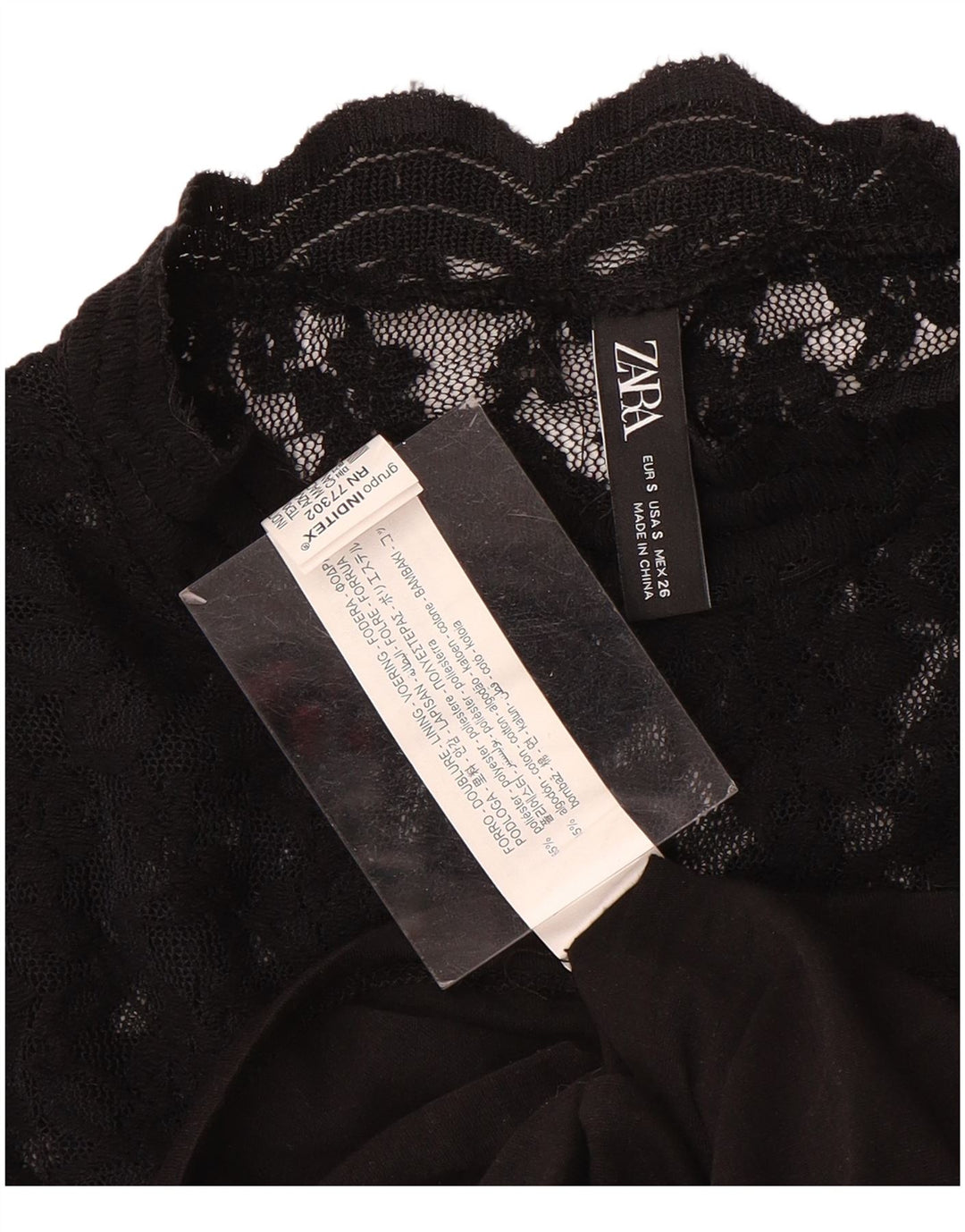 Zara Spitzenblusenoberteil für Damen, Größe S, Größe S, Schwarz, Blumenmuster, Polyester