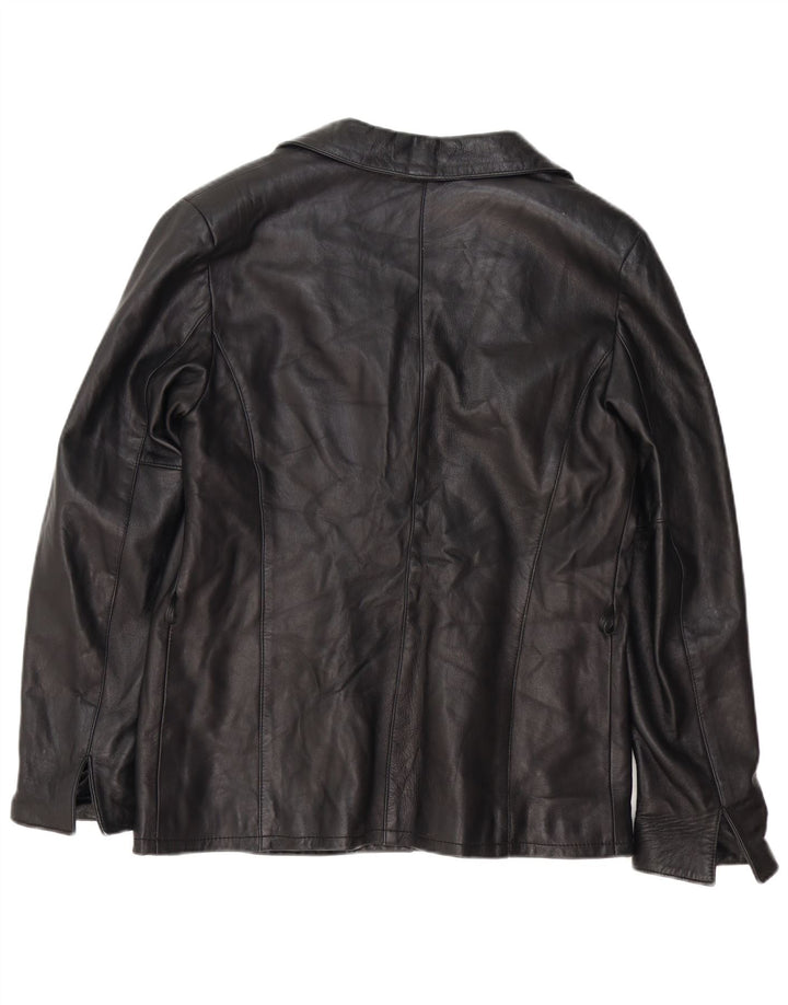 Vintage Damen Lederjacke IT 52 2XL Schwarz