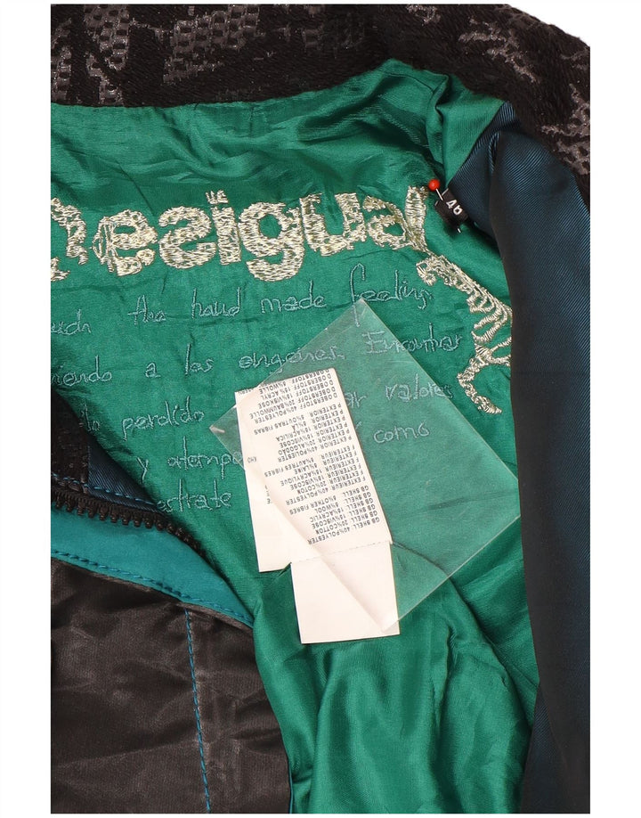 Desigual Damen Graphic Bomberjacke EU 46 XL Schwarz Patchwork Polyester