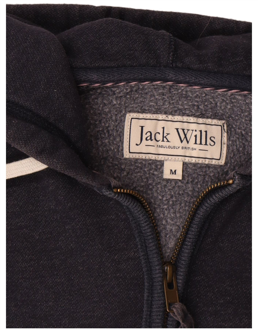 Jack Wills Herren-Kapuzenpullover mit grafischem Reißverschluss, mittelmarineblaue Baumwolle