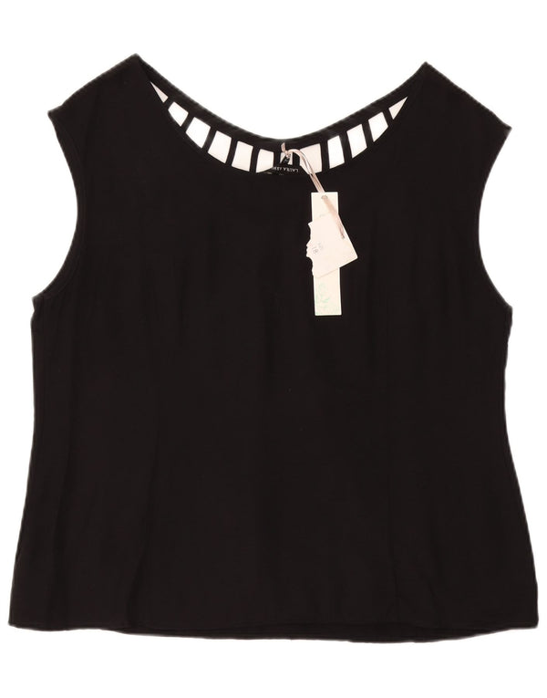 LAURA ASHLEY Ärmelloses Damen-Blusenoberteil UK 18 XL Schwarze Viskose