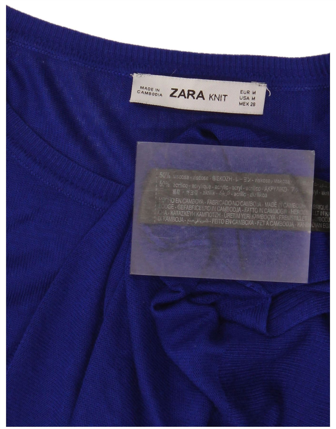 Zara Damen-Blusenoberteil in Übergröße, UK 14, mittelblaue Viskose