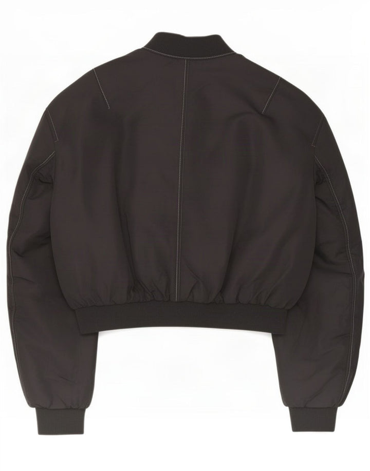 Zara Damen Crop Übergroße Bomberjacke UK 10 Small Schwarz Polyamid