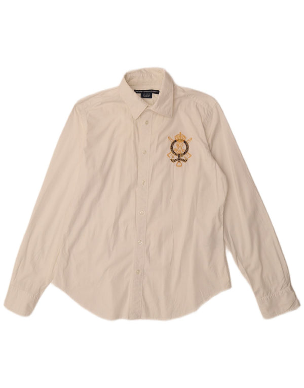 RALPH LAUREN Damenhemd US 12 Large Weiße Baumwolle
