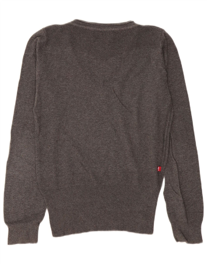 Levi's Damen-Pullover mit V-Ausschnitt, UK 14, mittelgraue Baumwolle