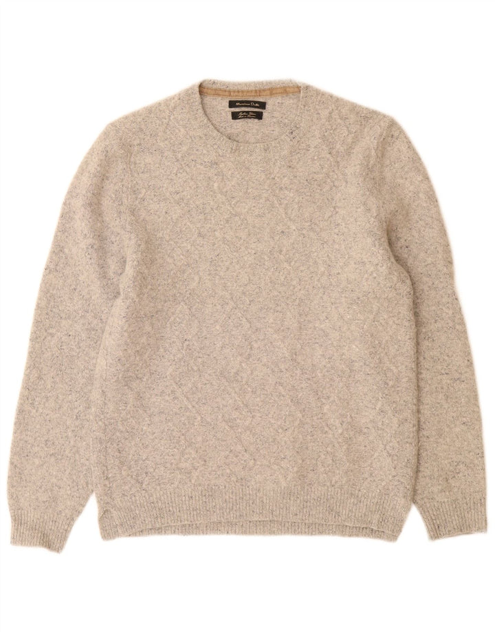 Massimo Dutti Herren-Pullover mit Rundhalsausschnitt, mittelgrau