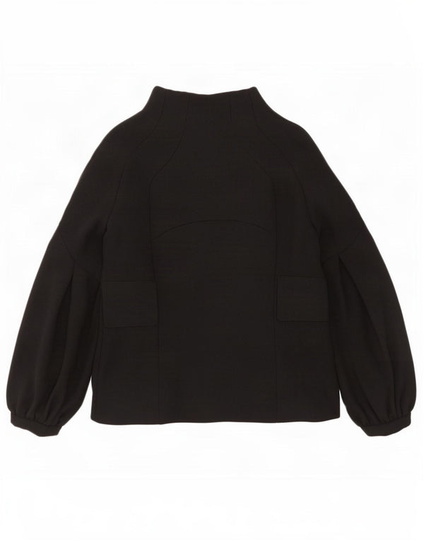 Zara Damen Blazer Jacke UK 12 Mittelschwarze Wolle