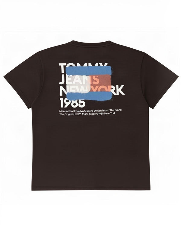Tommy Hilfiger Herren-T-Shirt mit Grafik, groß, aus schwarzer Baumwolle