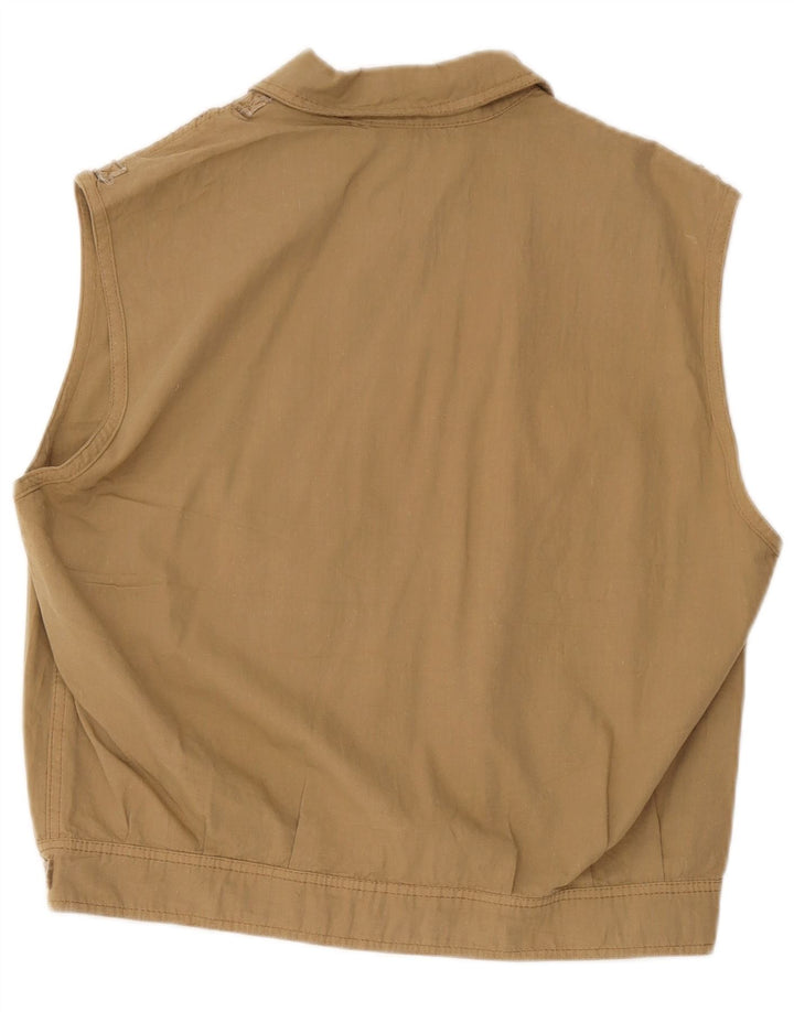 Faciba Damen-Oversize-Utility-Gilet IT 44 aus mittelbeiger, geblümter Baumwolle