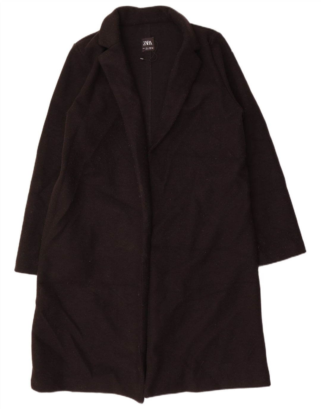 ZARA Damen Offener Mantel UK 16 Large Schwarz Polyester