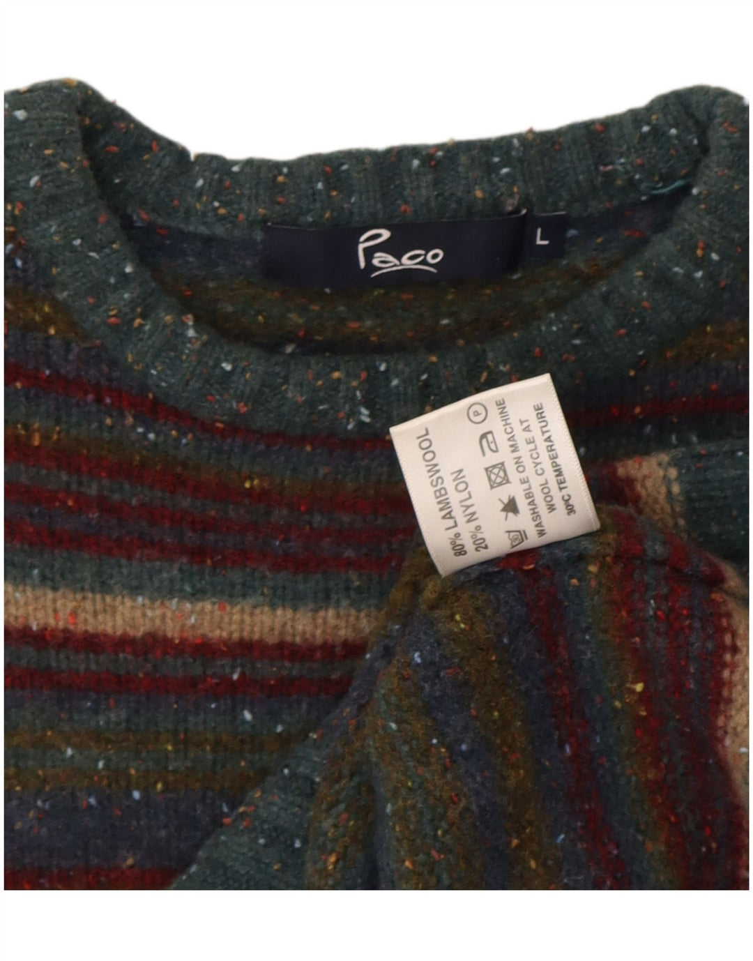 Paco Damen-Pullover mit Rundhalsausschnitt, Gr. 16, groß, mehrfarbig, gestreift, Wolle